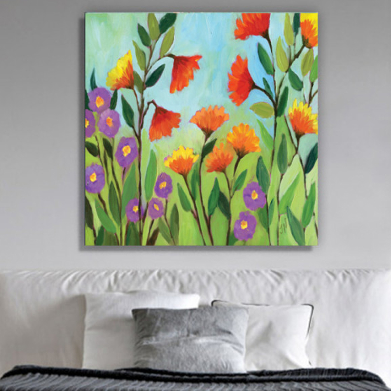 Πίνακας σε καμβά με Ζωγραφική με πολύχρωμα λουλούδια